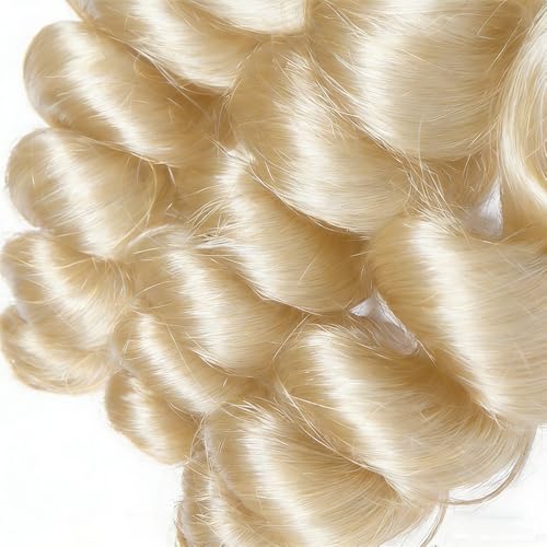 Blonde Human Hair Extensions Loose Wave Bundles - 14, 16, 18 Inch, 50g Each, Virgin Brazilian Hair, Variation #613/L