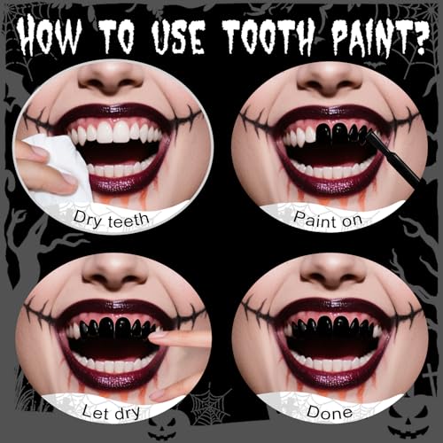 Professional Halloween Black Tooth Paint, Temporary Black Tooth Paint£¬Decayed Rotten Cruddy Missing Teeth Makeup, Perfect for Cosplay, Halloween Makeup, Theater, Costume Party
