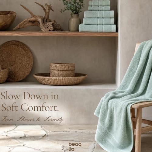 Aqua Cotton Bath Towels Set - 8-Piece Ultra Soft & Absorbent Towel Collection