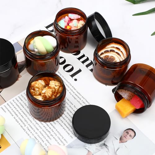 Amber Plastic Jars with Black Lids 2 oz - 40 Pack Cosmetic Containers