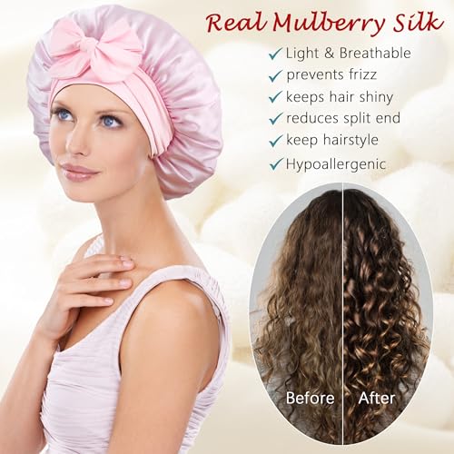 Mulberry Silk Sleep Bonnet Set D - Women’s Luxury Hair Protection