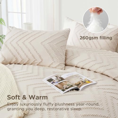 Andency Oversized King Comforter Set 120x98 Beige - Extra Large Bedding