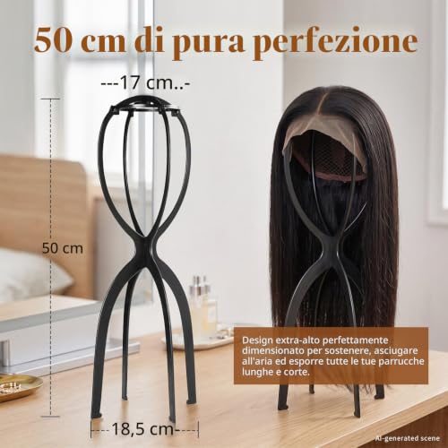 Dreamlover Tall Wig Stand 19.7 Inches - Black, Pack of 3 for Long Wigs