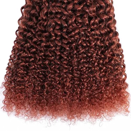Copper Curly Wave Human Hair Bundles - Color 33, 24-28 Inch, 300g Set - Reddish Brown, Brazilian Virgin Remy