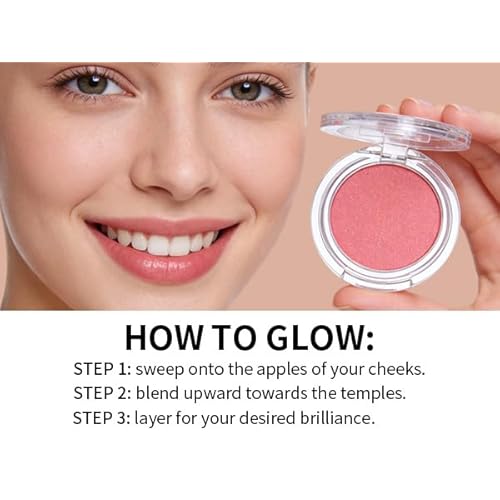 Cream to Powder Blush - Soft Pink Dewy Cheek Tint, Long Lasting Buildable Airbrushed Lip & Cheek Makeup for Mature & Dry Skin, Natural Flush, Cruelty-Free (01 STRAWBERRY MILK, 1 Count)
