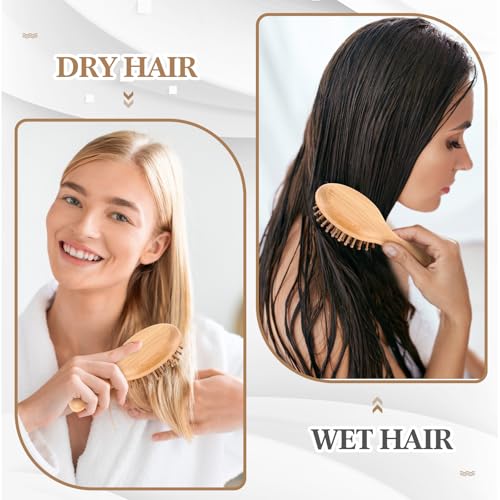 FoldTier Oval Mini Bamboo Hair Brush 15 Pack Travel Detangling Small Hairbrush