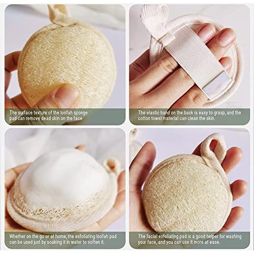 UCINNOVATE Natural Shower Loofah Eco-Friendly Egyptian Sponge 7 Packs, Exfoliating Loofah Sponge Face Pads Scrubber, Large Exfoliating Shower Loofa Body Scrubbers Buff Away Dead Skin for Smoother