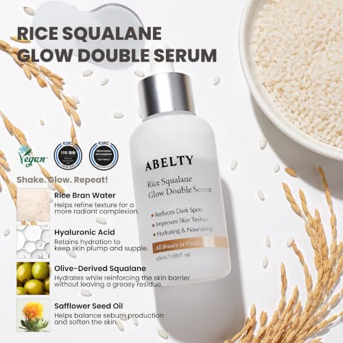 Hydrating Rice Squalane Serum with Niacinamide & Hyaluronic Acid - Vegan Korean Skincare, 50ml