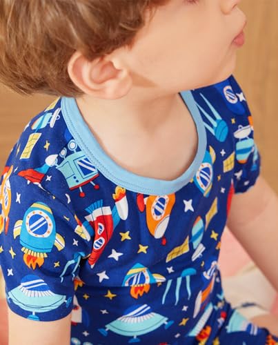 Baby Pajamas Set for Toddler Boys - Short Sleeve Reshinee Bamboo Viscose Rocket Adventure 2-3T