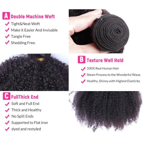 Afro Kinky Curly Human Hair Bundles 12 Inch Natural Color - Variation of Afro Kinky Curly Bundles 1b / 12 Inch