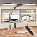 Tuedp 36W Dual-Head LED Desk Lamp with Clamp - Black, Remote Control