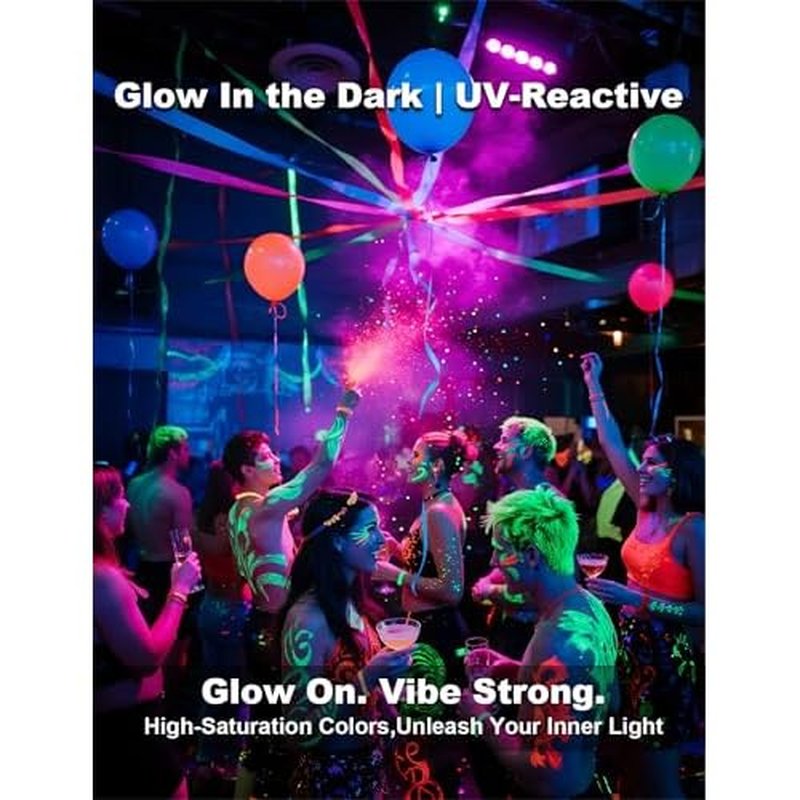12 Pack Glow Face Body Paint Kits, Glow In The Dark Under UV Black Light, Neon Face Painting for Adults, Glow Party Supplies Rave Christmas Festival accessories