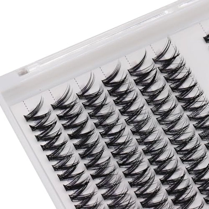 12rows-Large Tray Mixed 8-10-12-14-16mm/Mixed 14-15-16mm/Mixed14mm-16mm/Mixed 18-20mm Wide Stem Individual False Eyelashes Dramatic Black Cluster Eyelashes (MY009-10-12MM)