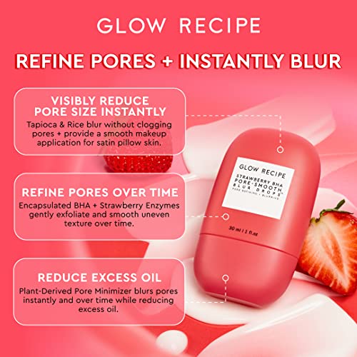 Glow Recipe Strawberry BHA Serum Primer - Pore Minimize & Oil Control, Silicone-Free, Matte Face Primer (30ml)