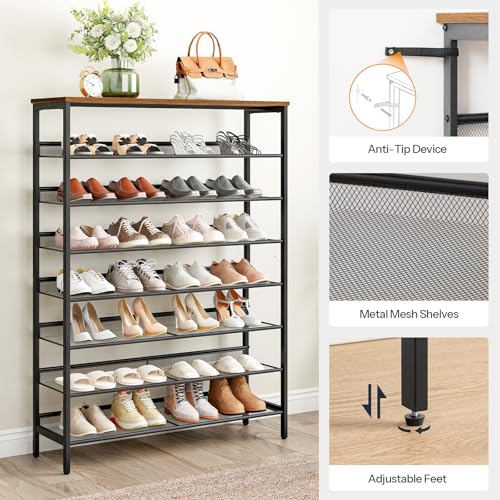 8-Tier Shoe Rack for Entryway - Large Capacity Shoe Organizer, Rustic Brown & Black, 39.4W Variation of THIS listing