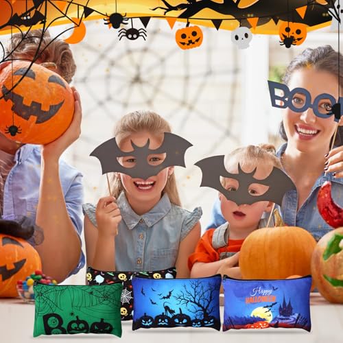 Halloween Makeup Bags Set of 40, Spooky Zipper Cosmetic Pouches for Party Favors