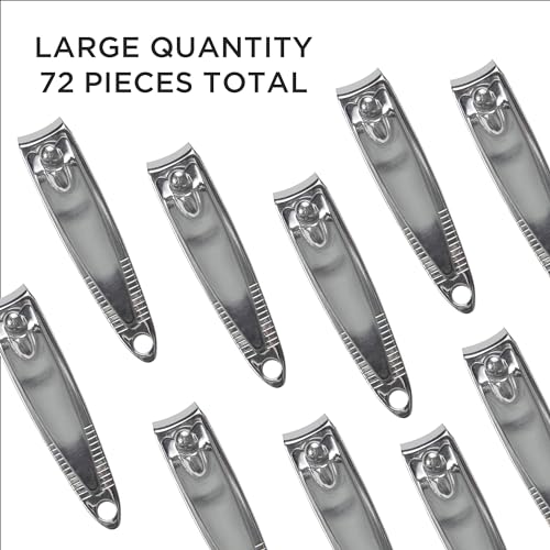 Diane Stainless Steel Toenail Clippers with File & Cleaner - Curved Edge, 72-Pack