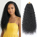 salanno Classic Goddess Box Braids Crochet Hair 24 Inch - 8 Packs of Synthetic Extensions with Curly Ends, Natural Black