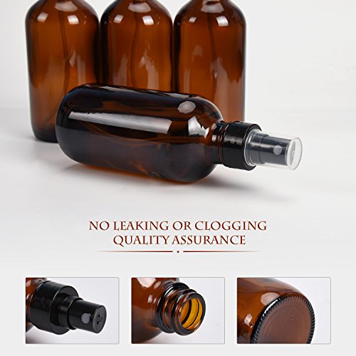 Amber Glass Spray Bottles 4oz - Brown Refillable Set of 16 with Labels - Variation: Amber-1