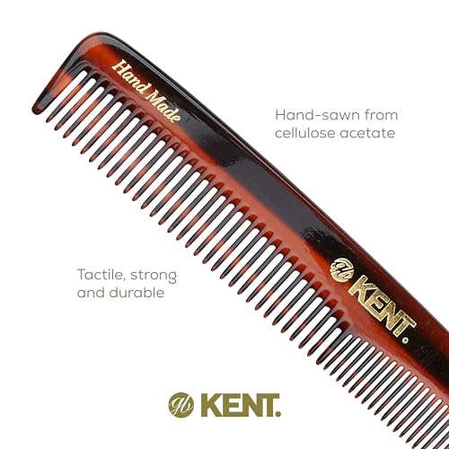 Kent 3T 6.5 Inch Double Tooth Dressing Comb, Fine and Wide Tooth Grooming Comb for Hair, Beard, Mustache and Styling for Men, Women, Kids, Made in England