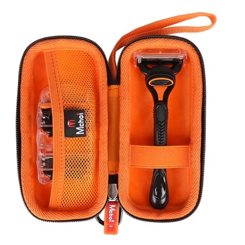 Mchoi Hard Carrying Case Fits for Gillette Fusion5 Men¡¯s Razor & Proglide Shield Men's Razor, Case Only (Black, Orange)