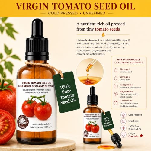 Tomato Seed Oil for Skin & Hair - Unrefined Moisturizer 2 oz - Eczema Acne