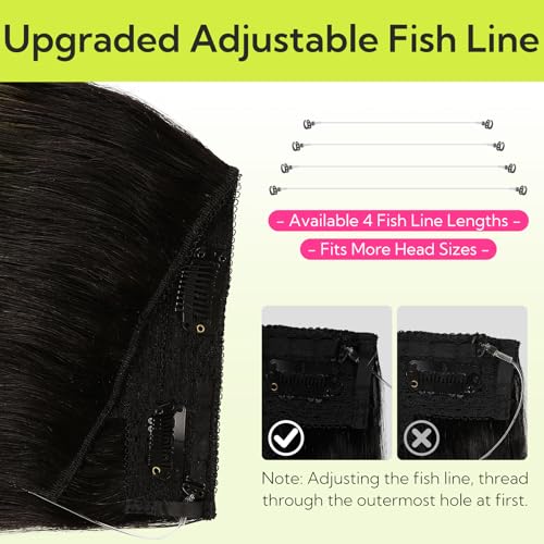 Hotbanana Invisible Wire Hair Extensions 12 Inch Balayage Natural Black to Chestnut Brown - 70g, Quick Wear & Reusable