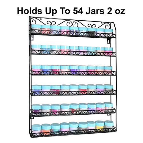 AMT 6 Tier Up to 192 BOTTLES Metal Nail Polish Racks for the Wall, Quality Nail Polish Display, Essential Oils Organizer. Holds up to 192 Bottles (Black)