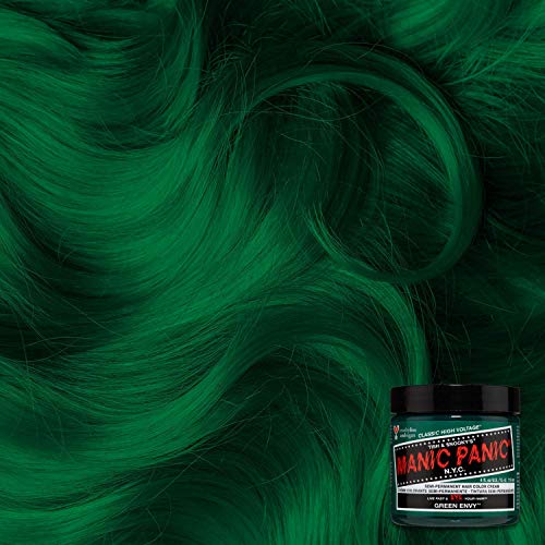 MANIC PANIC Classic Green Envy Semi Permanent Hair Color - Emerald Green Hair Dye for Women & Men That Lasts 4-6 Weeks - Vegan, Ammonia & Cruelty-Free - Create & Mix Custom Shades (4oz / 2pk)