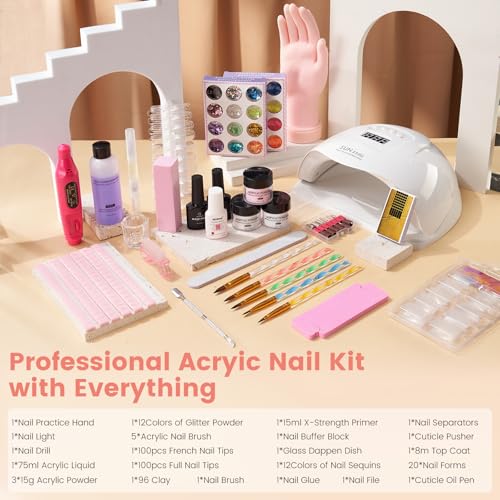Wilfniee Nail Kit for Beginners - Practice Hand & 80W Nail Lamp - White Variation