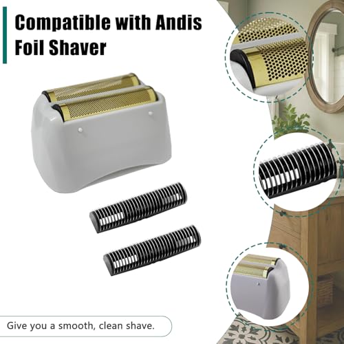 Replacement Foil Compatible with andis Foil Shaver TS-1 TS-2 17235 17150 17200, Replacement Head & Blades Compatible with andis TS-1 17235 TS-2 Pro Foil Lithium Titanium Foil Shaver, Gray - 2 Pack