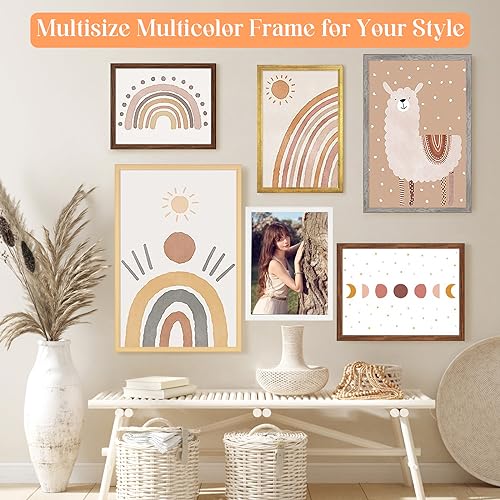 Gold 20x30 Inch Wooden Picture Frame Set of 3 - Horizontal & Vertical Wall Mounts
