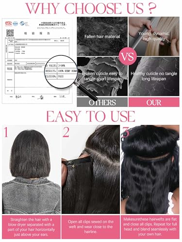 14 Inch Seamless Body Wave Clip-In Hair Extensions 7 Pcs Natural Black