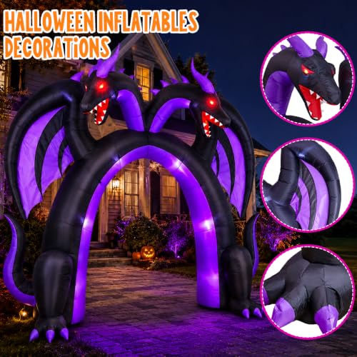 10FT Inflatable Dragon Archway Halloween Decor with LED Lights