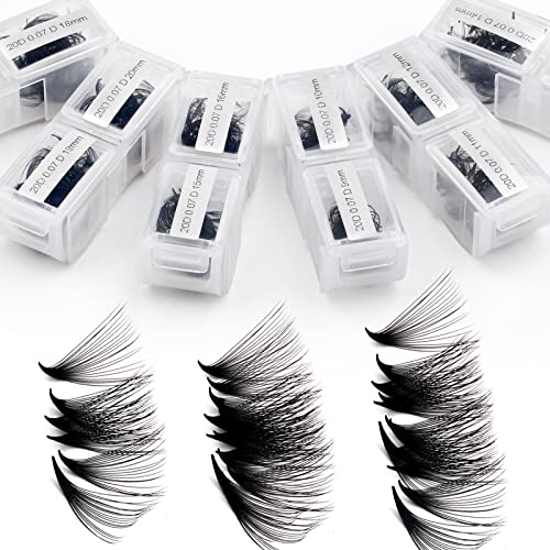 WENDY Premade Fans Eyelash Extensions 1200PCS Eyelash Extension 20D Volume Lash Extensions Loose Promade Fans 0.07D Curl Mixed 9-20mm Pointed Base Pre Made Lashes(1200PCS-20D-0.07-D, 9-20mm mixed)