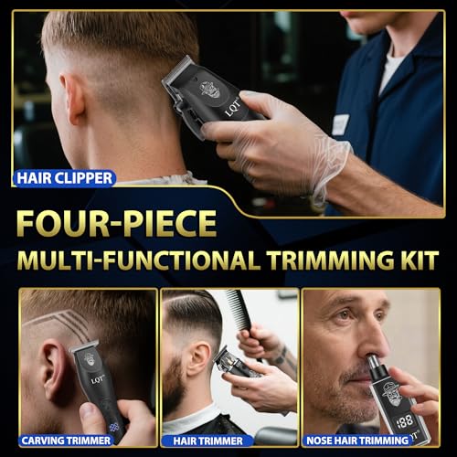 Men's Hair Clippers and Trimmer Set Cordless Clippers Haircut Nose Hair Trimmer Beard Trimmer and Shaver Professional Grooming for Face Nose Body
