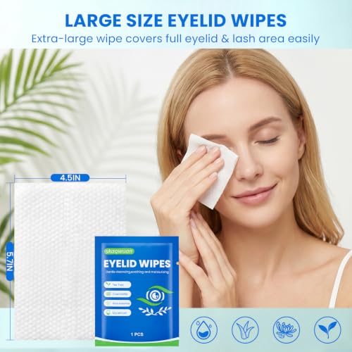 240PCS Eyelid Cleansing Wipes with Tea Tree Oil - Pack of 1, Gentle Facial & Eye Makeup Remover for Sensitive Skin