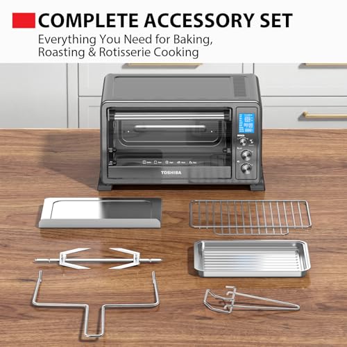 25L Convection Toaster Oven - 6-Slice, 10-in-1 Family Size Countertop Oven - Black Stainless Steel