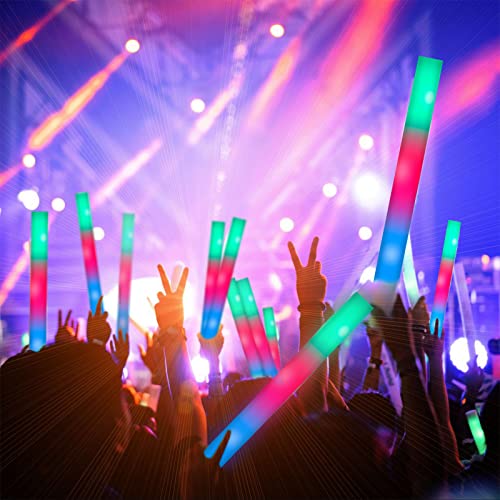 100PCS LED Foam Glow Sticks Bulk Party Pack with 3 Modes - Colorful Flashing for Events & Celebrations - Variation 100