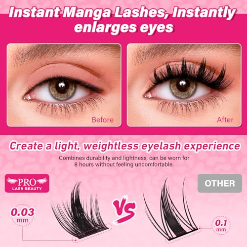 PRO LASHBEAUTY California Sunset Lash Clusters Kit Wispy Eyelash Clusters Lashes Natural DIY Lash Extension Kit Cluster Eyelash Extensions Kit Individual Lashes Cluster Eyelash (Sunset, 10-18mix)