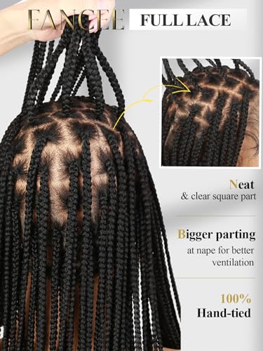 Full Lace Box Braided Wig for Women - 34 Inch Knotless Square Part with Baby Hair - Black / 34