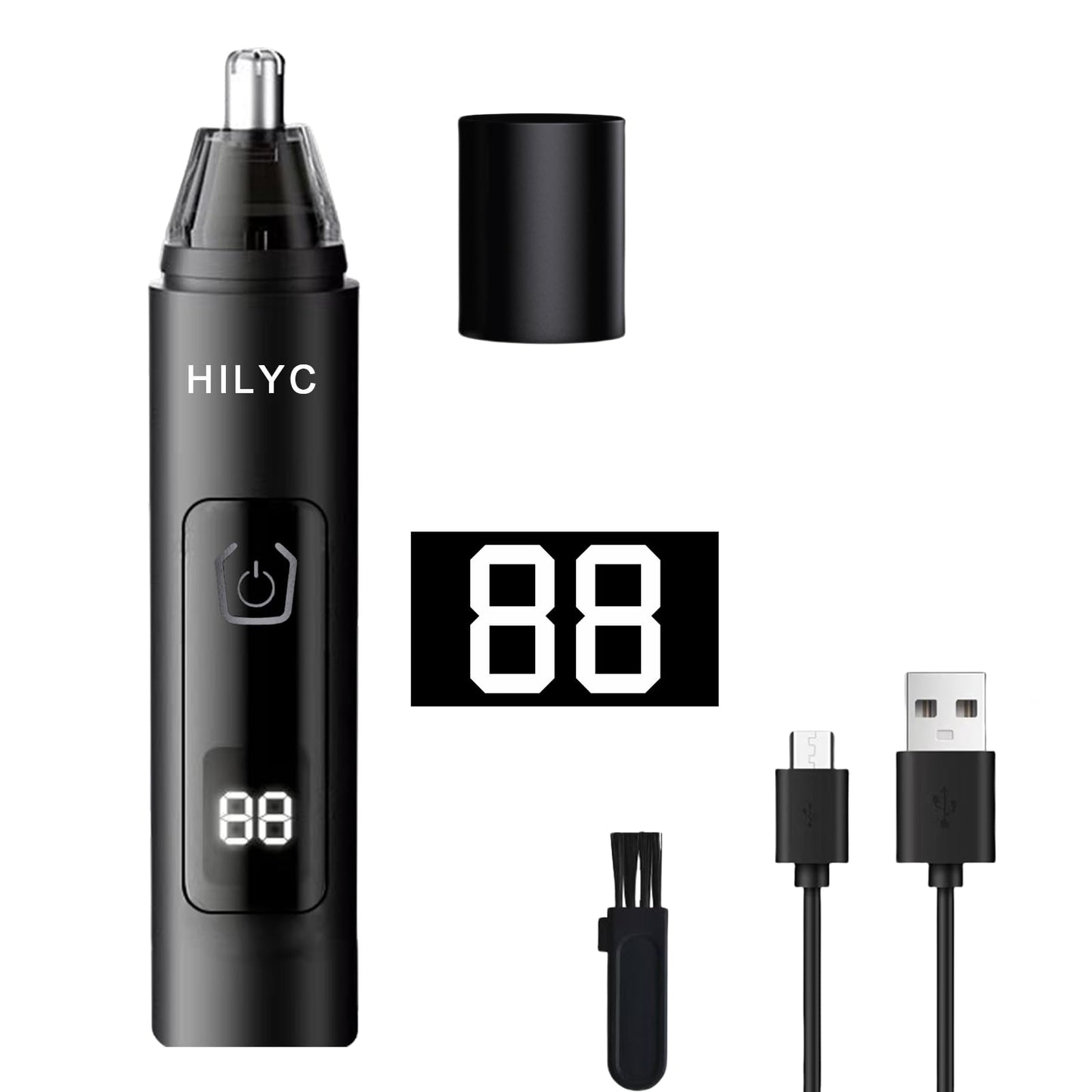 HILYC Professional Nose Hair Trimmer, LED Display, USB Rechargeable, Waterproof Double-Edge Blade for Men, Women, IPX7 Rated, 2025 Model