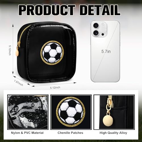 12 Pcs Soccer Themed Makeup Bags for Girls - Transparent PVC Small Organizer - Variation of THIS Listing