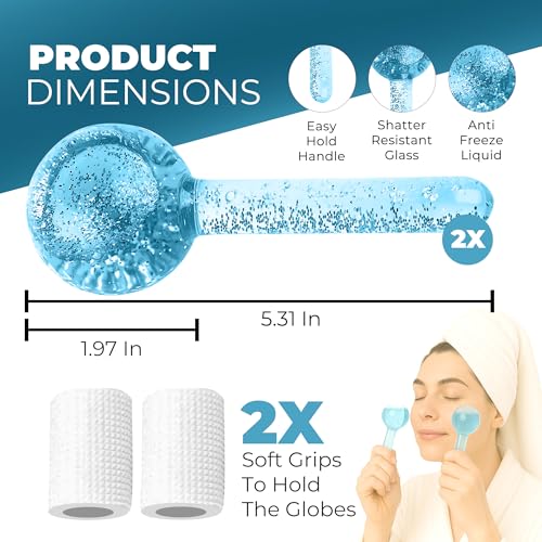 Castal Blue Ice Globes for Face 2Pcs - Reusable Skin Tightening & Anti-Aging Tool