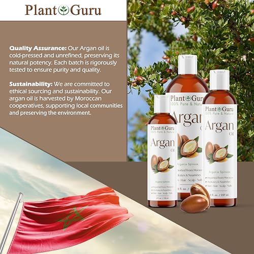 Pure Argan Oil for Hair & Skin - 16 Fl Oz, Cold Pressed, Natural Moisturizer