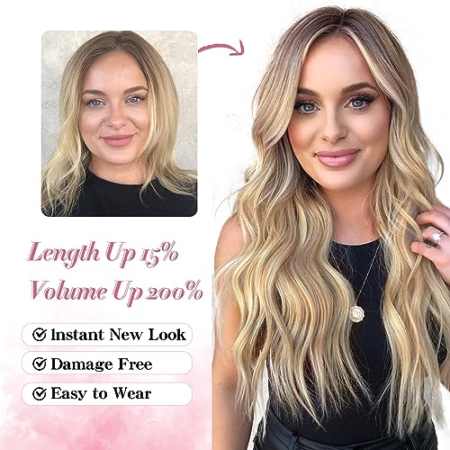 Long Ombre Blonde Wavy Wig for Women Beginners 24 Inch - Natural & Stylish