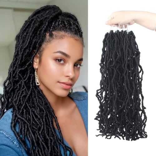 Vemet Soft Locs Faux Locs Crochet Hair 18 Inch - 1B, Pack of 8