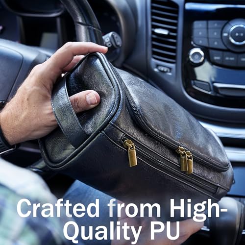 MINARAI- Mens Toiletry Bag with Razor Case?Soft PU Leather-Look Hygiene Bag for men with Wide-Open Access, Hanging Design, and Strong Structure ? Built for Travel, Gym, and Everyday Organization?BLACK