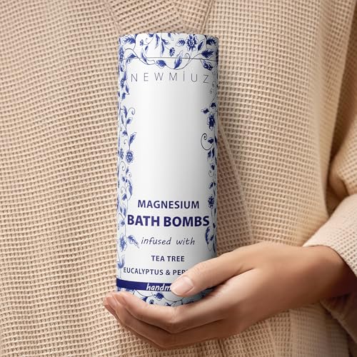 Magnesium Bubble Bath Bombs Long Lasting Foaming Sore Muscles Recovery Tea Tree Relaxing Stress Relief Calming Self Care Spa Gift for Birthday Christmas