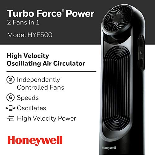 Honeywell TurboForce Tower Fan 2-in-1 Black, HYF500 - Quiet, Powerful Cooling